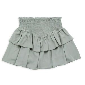 Katie J NYC Sage Green Brooke Ruffled A-Line Skirt Large (12)